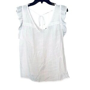 AUW White Sheer Summer Top Flutter Sleeves Loose Fit - Womens Size  XL